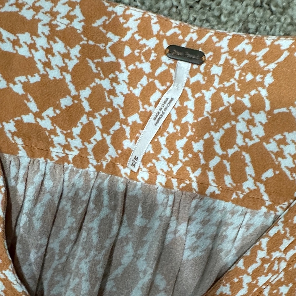 Free People Orange Patterned Blouse - Picture 6 of 7